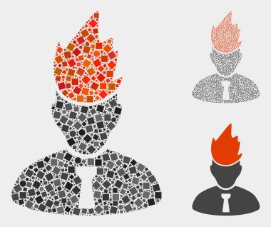 Kareler ve Dairelerin Alevli Yönetici Simge Kolajları