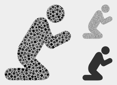 Kareler ve Daireler Dua Kişi Simge Kolajlar