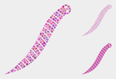 Kareler ve Dairelerin Solucan Simgesi Kolajları