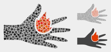 Kareler ve Dairelerin El Simgesi Kolajları Yanık