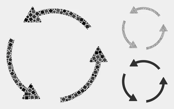 Kareler ve Dairelerin Döndürme Ccw Simgesi Mozaikler — Stok Vektör