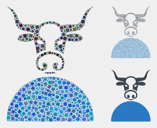 Icône de vache Collages de carrés et de cercles — Image vectorielle