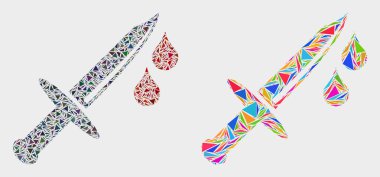 Vektör Kan Bıçağı Mozaik Üçgen Elemanları Simgesi