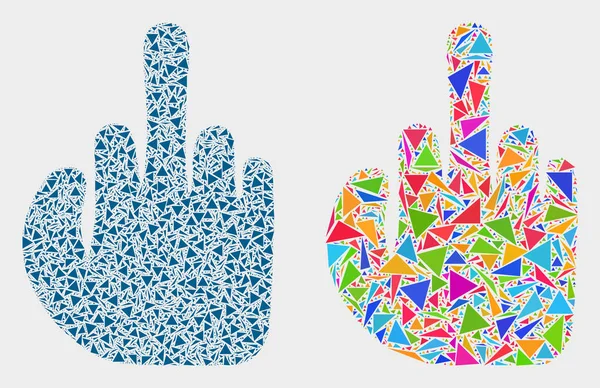 Vector Asshole Finger Mosaic Icon of Triangle Items — Stock vektor