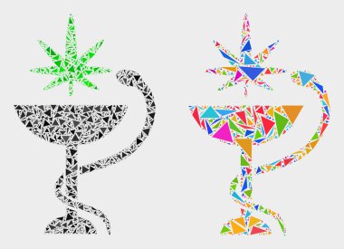 Vektör Esrar Tıp Kase Üçgen Öğeler Mozaik Simgesi