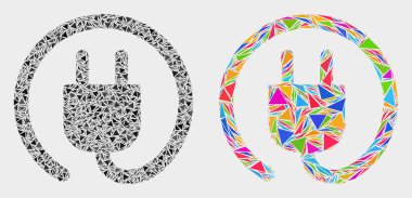 Vektör Elektrik Fiş Mozaik Üçgen Öğeler Simgesi