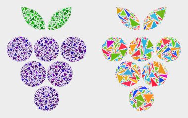 Vektör Üzüm Berry Mozaik Üçgen Elemanları Simgesi