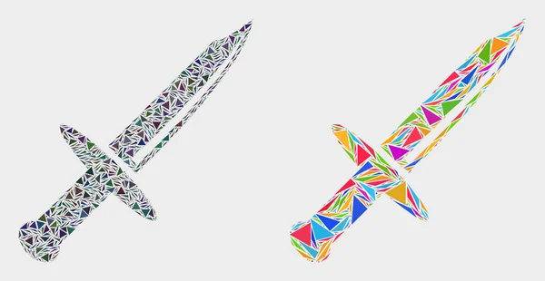 Icône vectorielle de mosaïque de lame de couteau des éléments de triangle — Image vectorielle