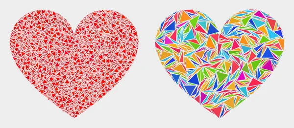 Icône de mosaïque de coeur d'amour vectoriel de triangles — Image vectorielle