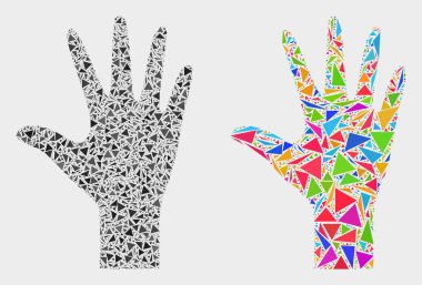 Vektör Avuç Parmakları Üçgen Elemanları Mozaik Simgesi