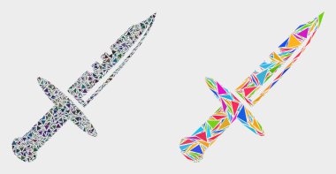 Vektör Kılıç Mozaik Üçgenler Simgesi