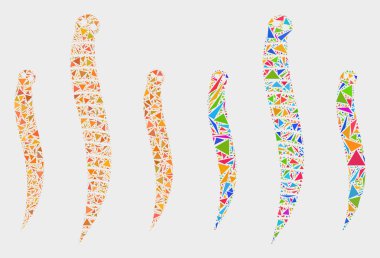 Vektör Solucanlar Üçgen Öğeler Mozaik Simgesi