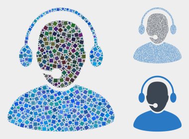 Çağrı Merkezi İşçi Simge Kareler ve Daireler Mozaikler