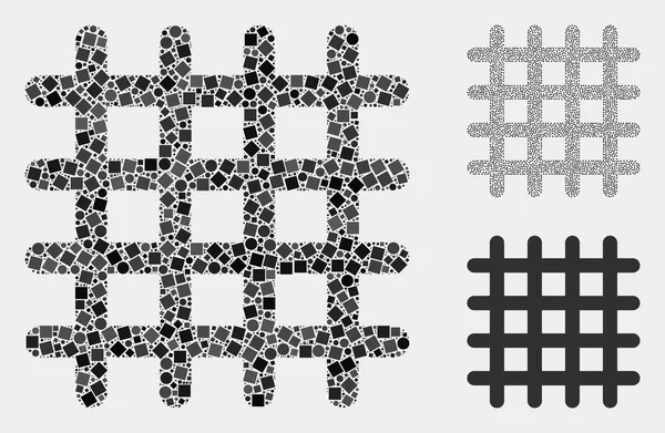 Grid-Icon-Collagen aus Quadraten und Kreisen — Stockvektor