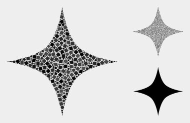 Kareler ve Daireler in Siyah Yıldız Simgesi Mozaikler