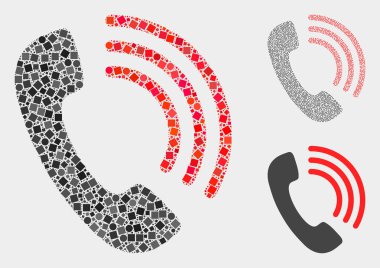 Telefon araması simgesi kareler ve çevrelerin kolajlar