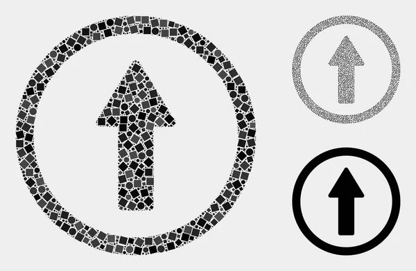 Kareler ve Dairelerin Yuvarlak Ok Yukarı Simge Kolajlar