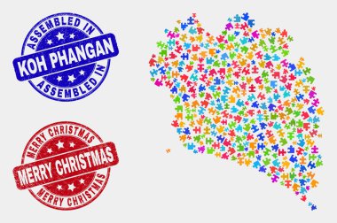 Modül Koh Phangan Haritası ve Sıkıntı Monte ve Neşeli Noel Seals