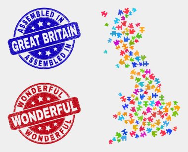 Modül Büyük Britanya Haritası ve Sıkıntı Monte ve Harika Seals