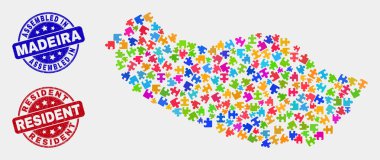 Paket Madeira Haritası ve Çizik Montajlı ve Yerleşik Mühürler