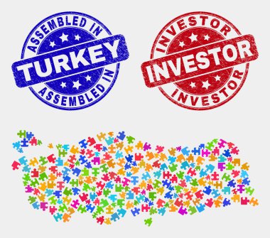 Paket Türkiye Haritası ve Çizilmiş Montajlı ve Yatırımcı Pulları