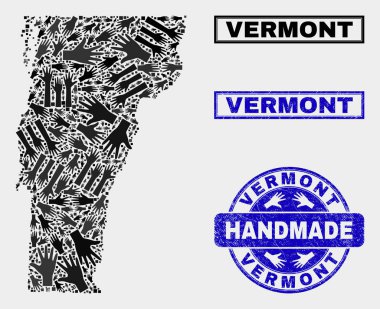 Vermont Devlet Haritası ve Sıkıntı Seal El Yapımı Kolaj