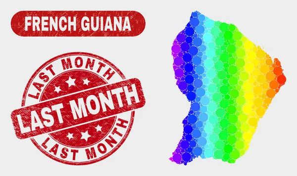 Color Mosaico Guayana Francesa Mapa y rayado Sello del mes pasado — Vector de stock