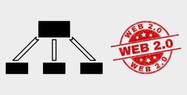 Vektör Hiyerarşisi Linkler Simge ve Sıkıntı Web 2.0 Mühür