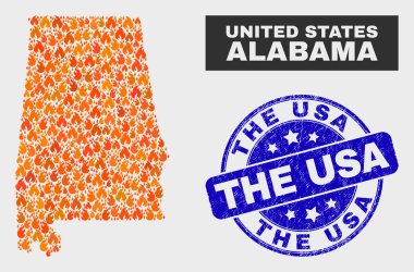 Alev Mozaik Alabama Devlet Haritası ve Sıkıntı Abd Seal