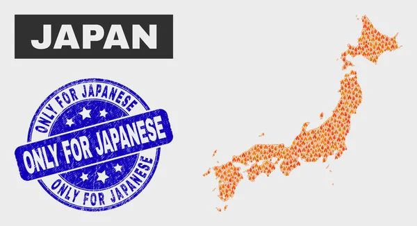 Fired Mosaic Japan Mapa y angustia solo para sello japonés — Vector de stock