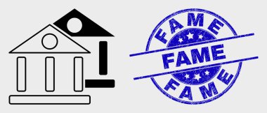 Vektör Kontur Müzesi Binalar Simgesi ve Çizik Şöhret Filigran