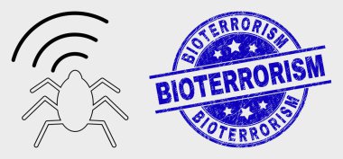 Vektör Kontur Radyo Hata Simgesi ve Grunge Bioterrorism Filigran