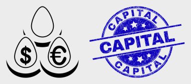 Vektör Kontur Para Mevduat Yumurta Simgesi ve Grunge Sermaye Confoku