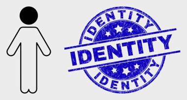 Vektör Hattı Kişi Simgesi ve Çizilmiş Kimlik Filigranı