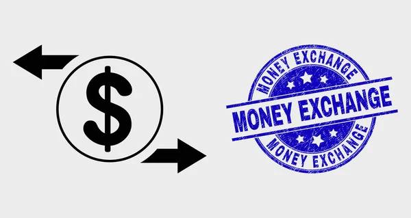 Wektor zarys dolara wymiana strzałki ikona i niebezpieczeństwie wymiana pieniędzy pieczęć — Wektor stockowy