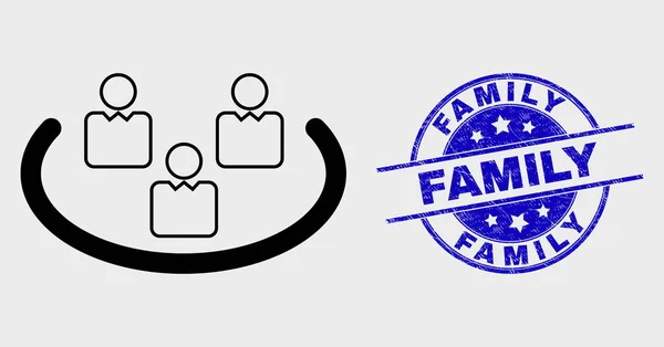 Vector Linear Social Ring Icon และ Grunge Family Stamp Seal — ภาพเวกเตอร์สต็อก