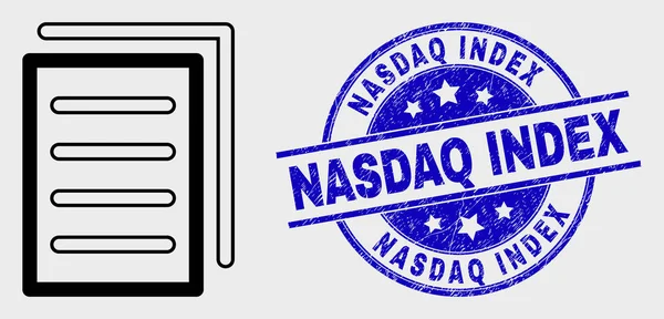 Página de la lista de trazos de vectores Icono y sello de sello de índice de Grunge Nasdaq — Vector de stock