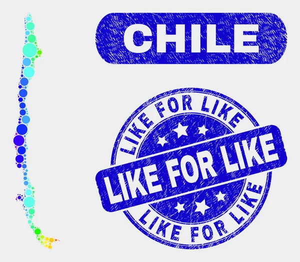 Spectrum mozaik Chile Térkép és szorongás mint a Like bélyegző Seal — Stock Vector