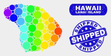 Parlak Mozaik Lanai Adası Haritası ve Çizik Sevk Filigranı