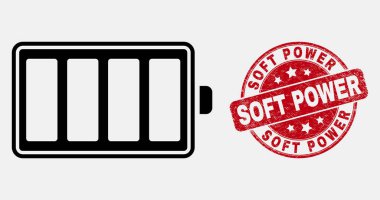 Vektör Lineer Elektrikli Pil Simgesi ve Distress Soft Power Seal