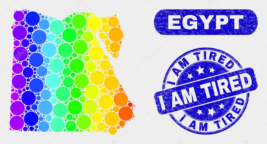 Spectrum Mosaic Egypt Map and Distress I Am Tired Stamp Seal