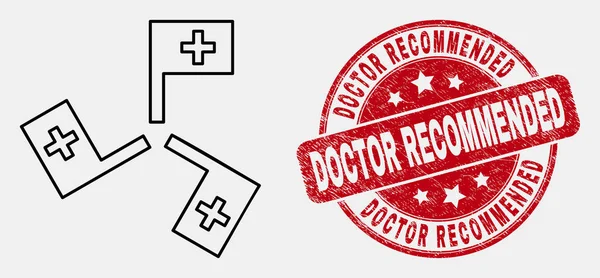 Vector beroerte medische vlaggen pictogram en nood arts aanbevolen watermerk — Stockvector