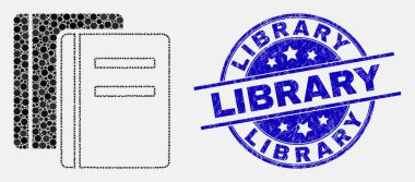 Vektör Nokta Kitaplar Simge ve Sıkıntı Kütüphane Damgası