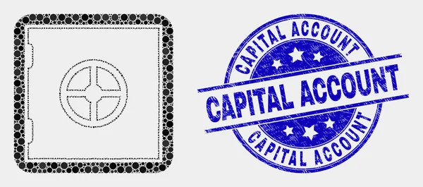 Banca punteada vectorial Icono seguro y cuenta de capital de Grunge Watermark — Archivo Imágenes Vectoriales