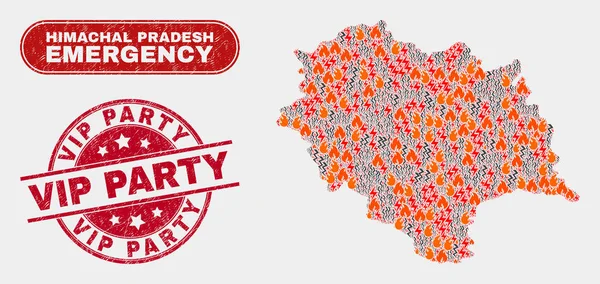 Crisis y emergencia Collage of Himachal Pradesh State Map and Distress Vip Party Stamp Seal — Vector de stock