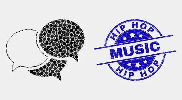 Векторні пунктирні повідомлення Вебінар Піктограма і подряпаний хіп-хоп музичний штамп — стоковий вектор