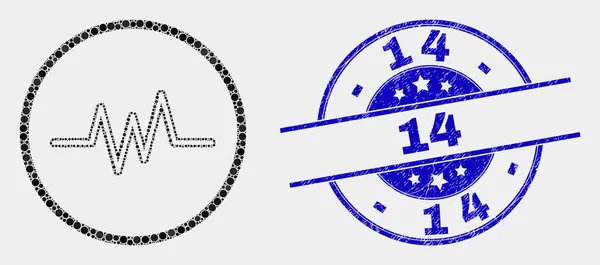 Vektor-Punkt-Pulssignal-Symbol und Grunge 14 Wasserzeichen — Stockvektor