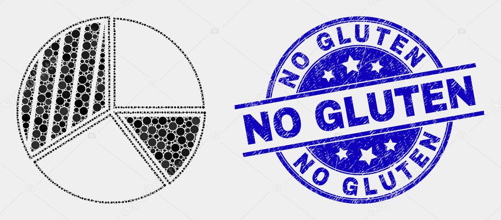 Vector Dot Pie Chart Icon and Scratched No Gluten Stamp Seal