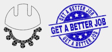 Vektör Pixelated Geliştirme Kask Simgesi ve Çizik Daha İyi Bir İş Damga Sıyrık alın