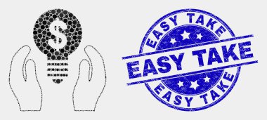 Vektör Noktalı Dolar Ampul Bakım Eller Simgesi ve Çizik Kolay Seal alın